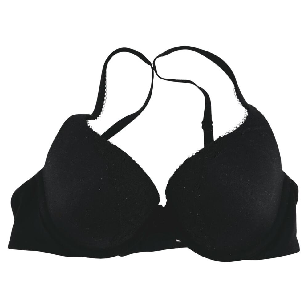 Victoria's Secret Perfect Shape Push Up Bra Adjustable Floral Lace Black 32C